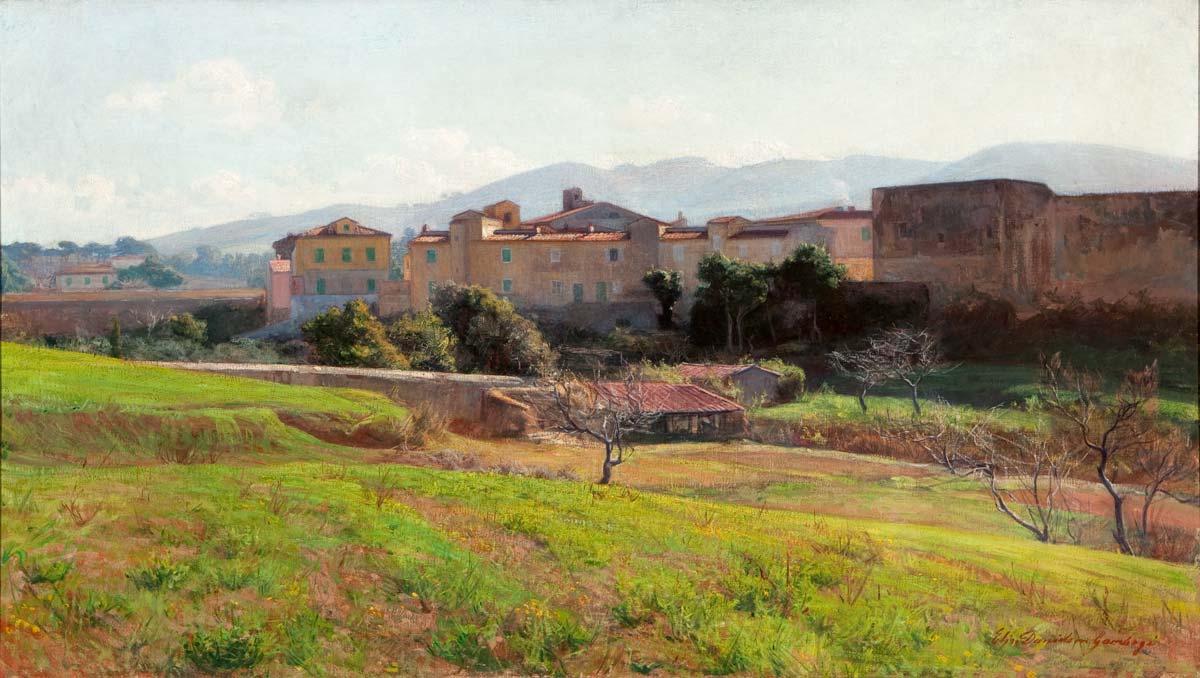 Elin Danielson-Gambogi, Antignano, noin 1900, öljy kankaalle, 60 x 106 cm. Kuva: Saara Salmi