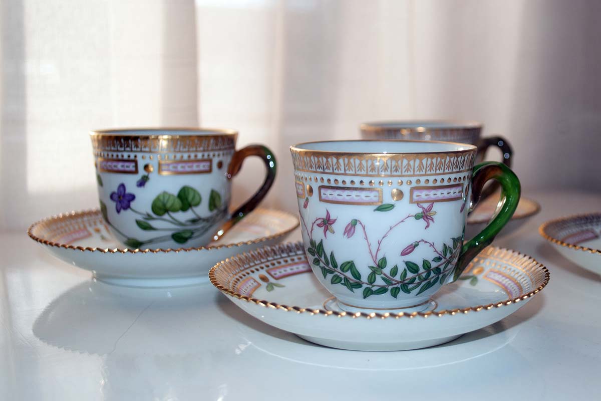 Flora Danica coffee cups from the Royal Danish Porcelain Factory. Photo: Raija Heikola